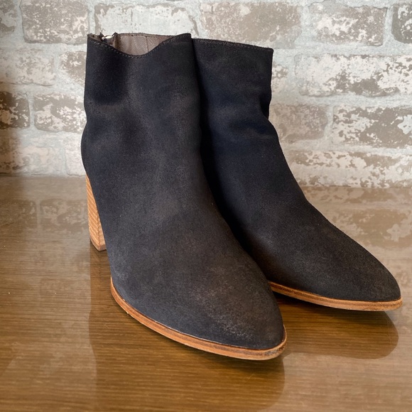 Steve Madden Jamesie Black Leather Heeled Ankle Boots - Picture 1 of 7